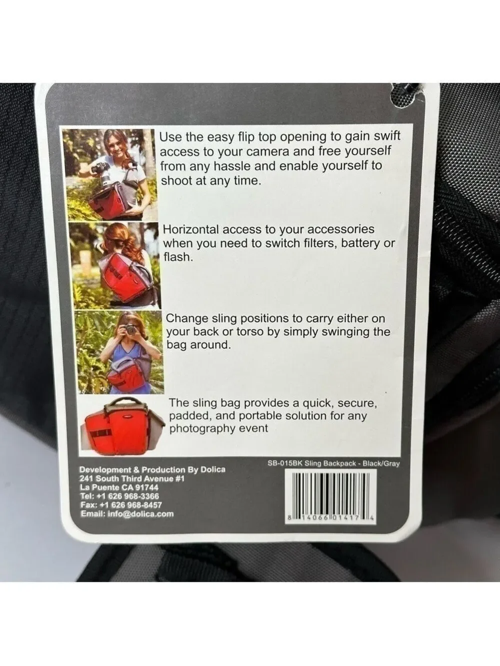Dolica‎ SB Sling Bag Backpack for DSLR Black Gray